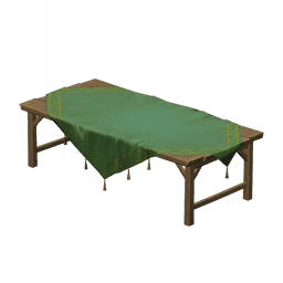 Длинный стол со скатертью