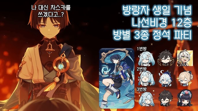 원신 방랑자 최고 효율 파티 조합 방파종베(방랑자, 파루잔, 종려, 베넷) 편성 가이드
