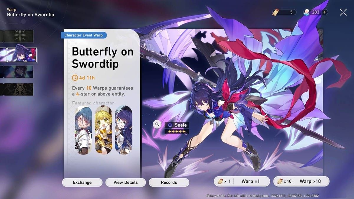 붕괴 스타레일 인게임 워프 기록 및 천장 스택 확인 인터페이스