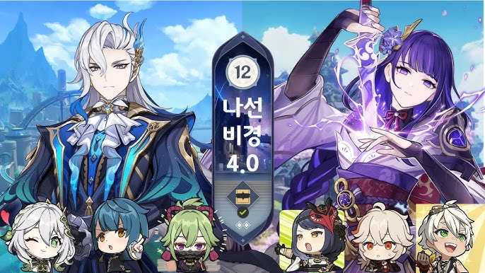 원신 12층 36별 달성을 위한 전반부 느카실푸 및 후반부 나행시 추천 파티 조합 인포그래픽