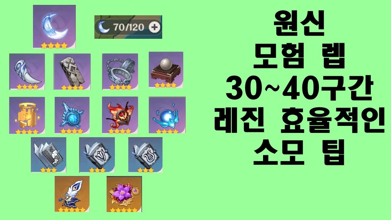 [원신] 레진 효율 극대화 가이드: 모험 등급별 사용법 총정리